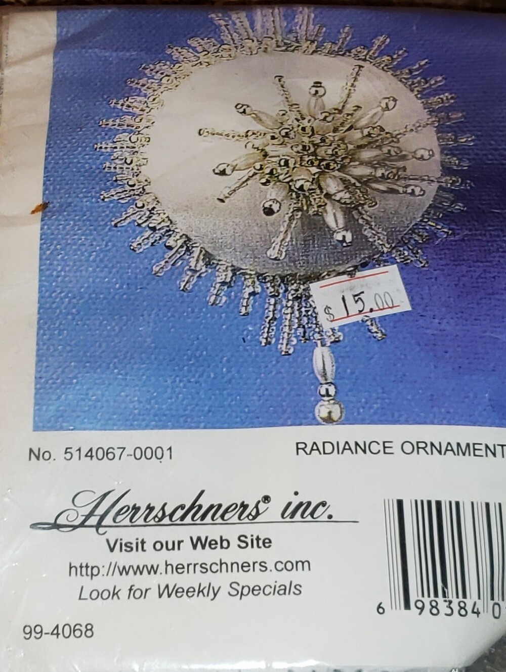 Herrschners, Inc. "Radiance Ornaments In Red" Push-Pin Christmas Ornament Kit